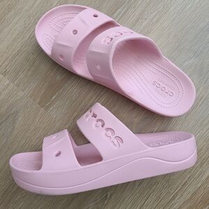 CROCS Baya Platform Sandal Women Size 8 Pink Summer Wedge